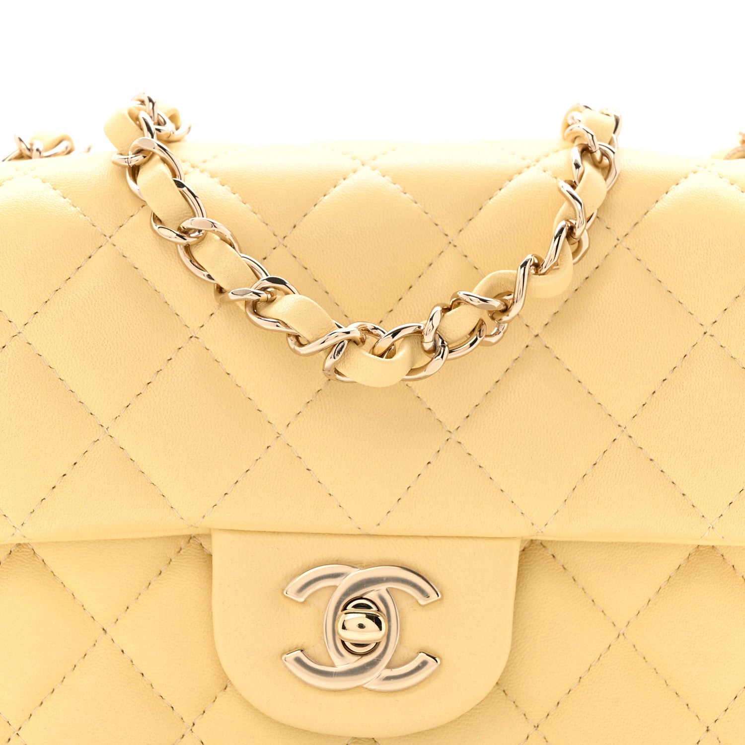 Chanel Lambskin Quilted Mini Rectangular Flap Yellow 8 of 10
