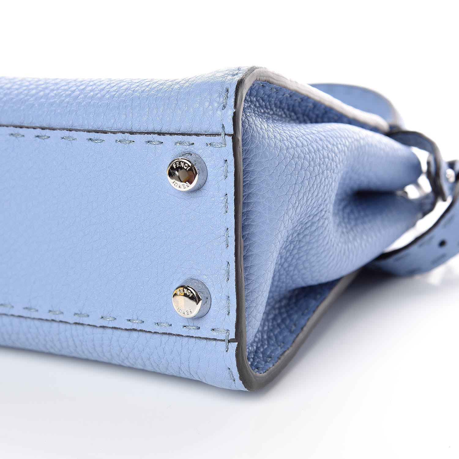 Fendi Cuoio Roma Selleria Chamois Bi-Color Mini Peekaboo Iconic Satchel Sky Blue Latte 7 of 13