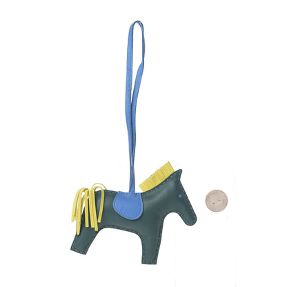 Hermes Milo Lambskin Grigri Rodeo Horse Bag Charm MM Malachite Bleu Zanzibar Lime 2 of 4