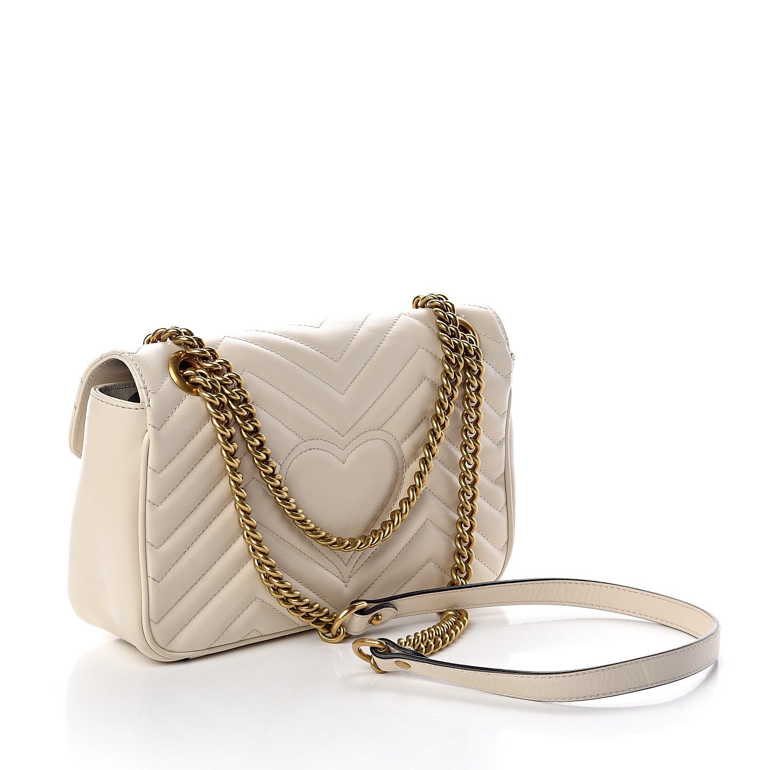 Gucci Calfskin Matelasse Small GG Marmont Shoulder Bag White 2 of 8