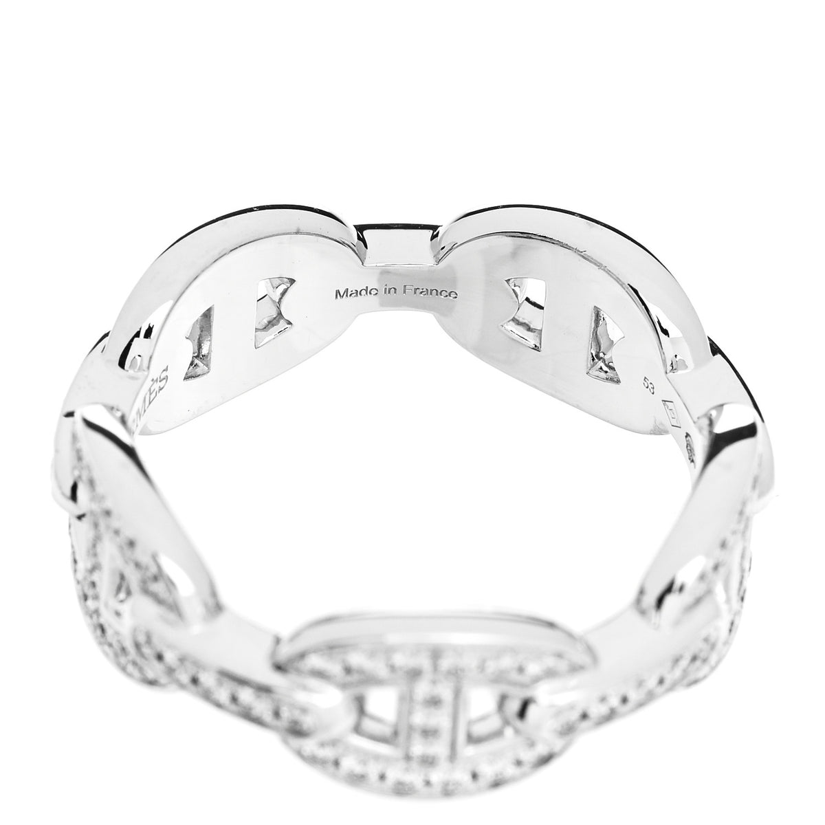 18K White Gold Diamond PM d'Ancre Enchainee Ring 53 6.5
