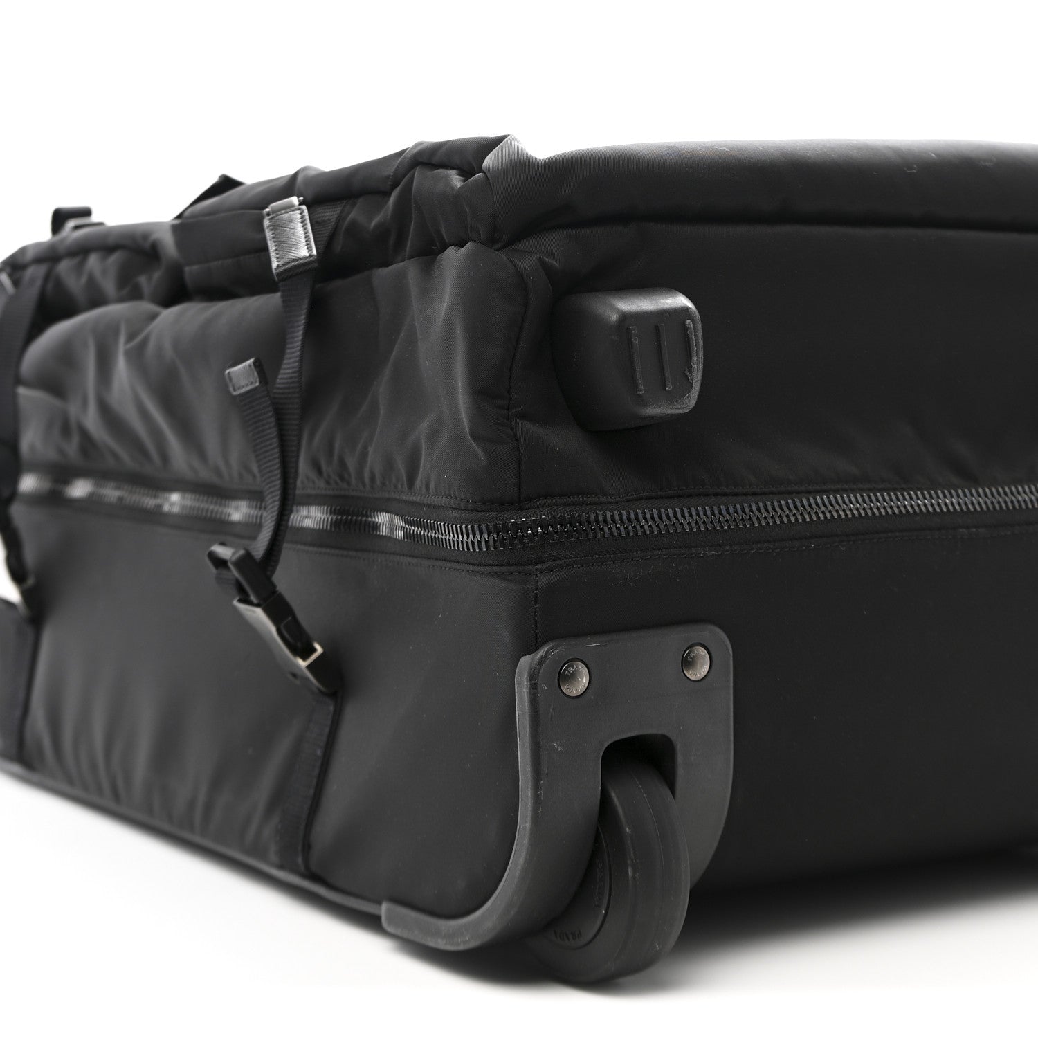 Prada Tessuto Nylon Saffiano Trolley Rolling Suitcase Luggage Black 9 of 12