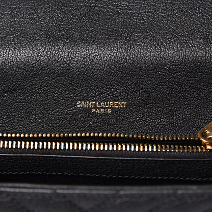Saint Laurent Sheepskin Matelasse Chevron Monogram Medium College Bag Black 6 of 10