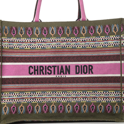 Christian Dior Canvas Embroidered Book Tote Olive Multicolor 8 of 12