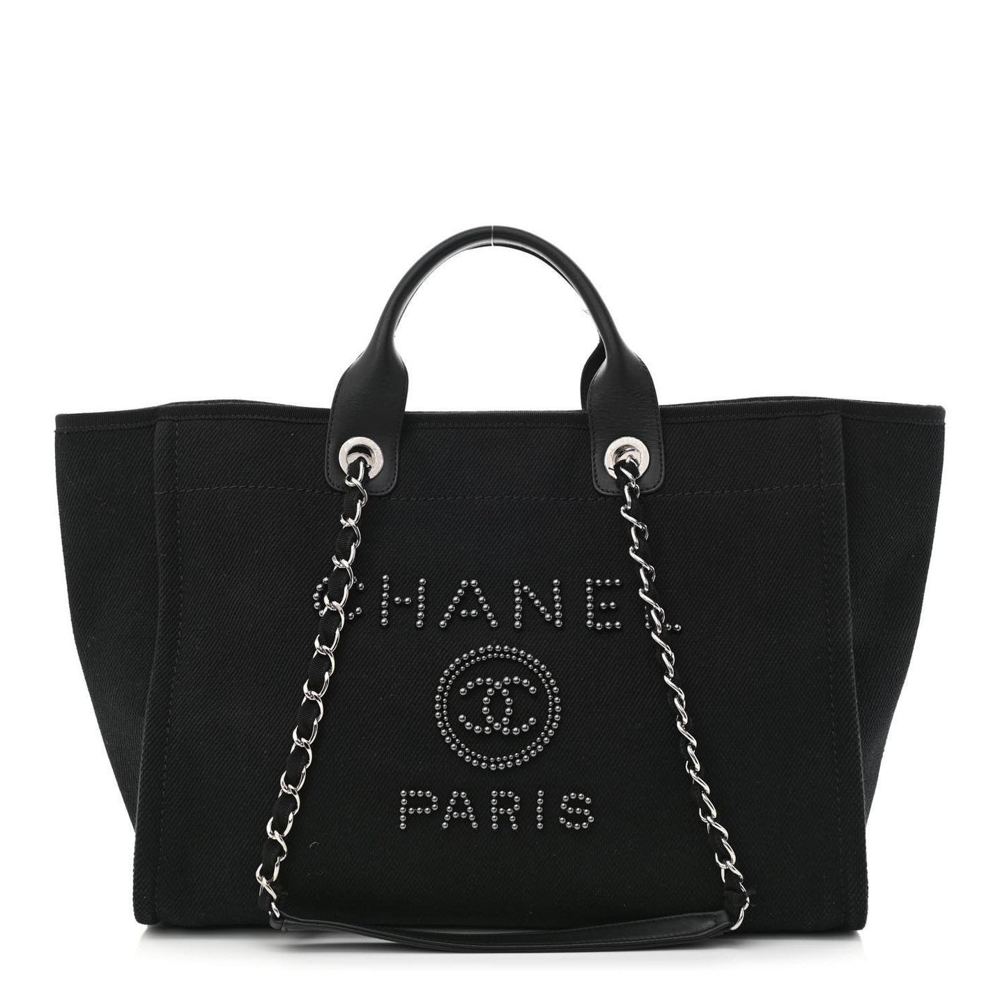 Canvas Pearl Medium Deauville Tote Black