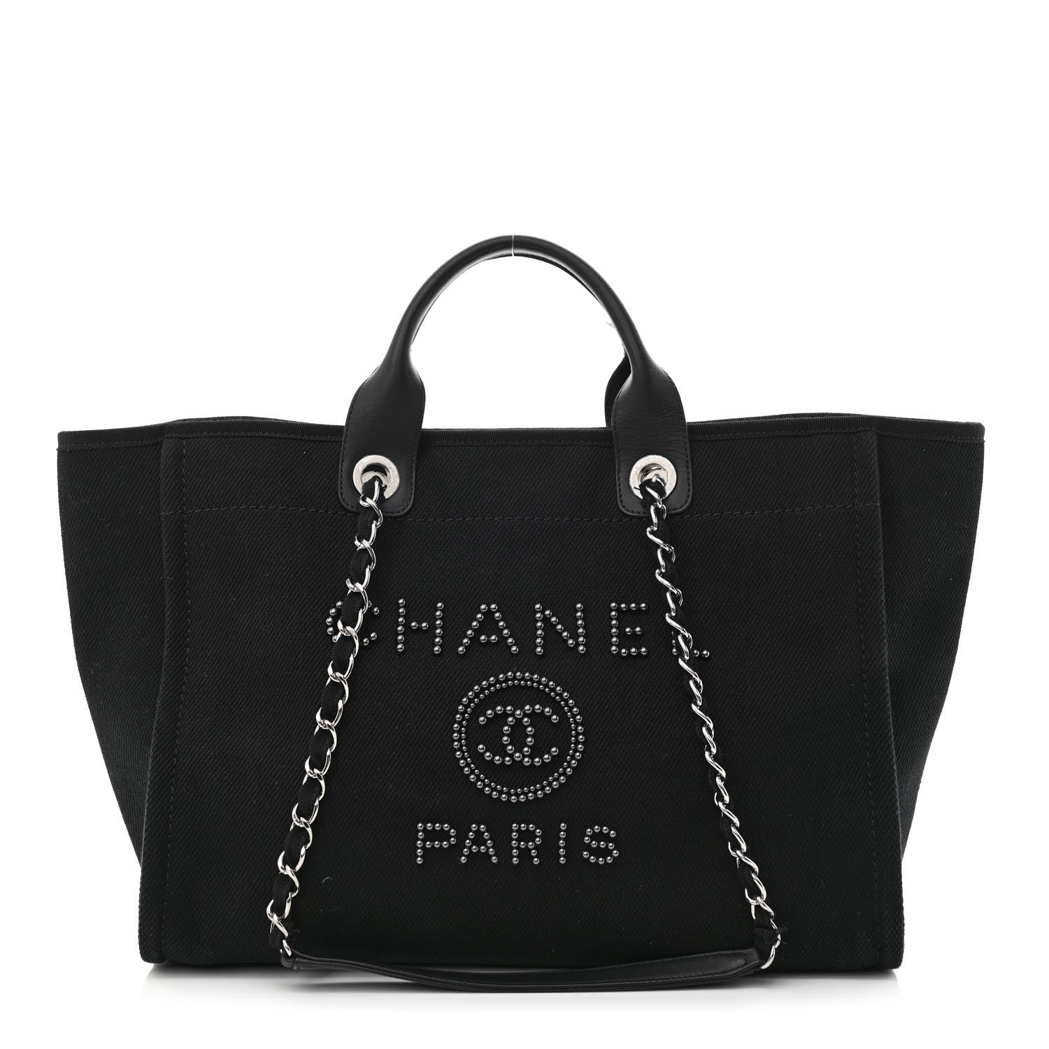 Chanel Canvas Pearl Medium Deauville Tote Black 1 of 14