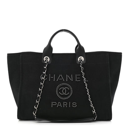 Chanel Canvas Pearl Medium Deauville Tote Black 1 of 14