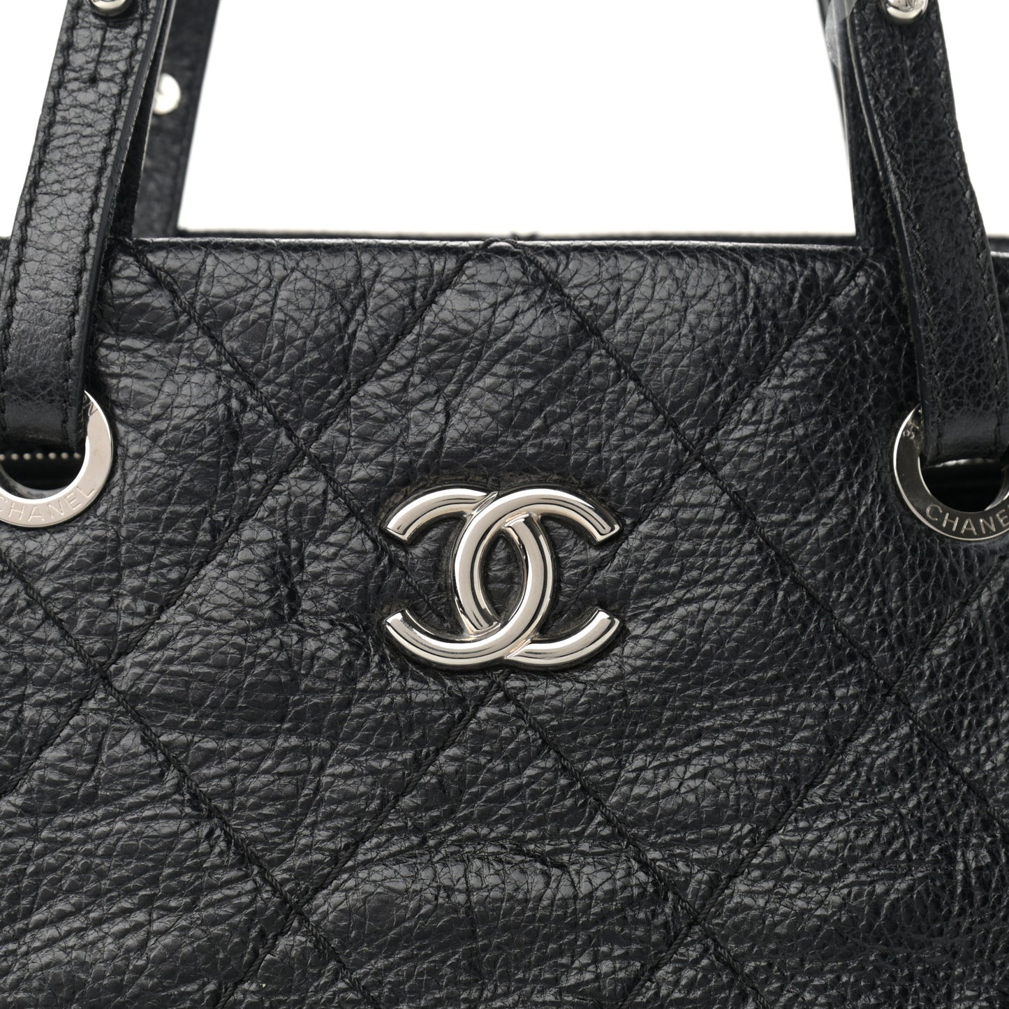 Glazed Calfskin Large On The Road Tote Black