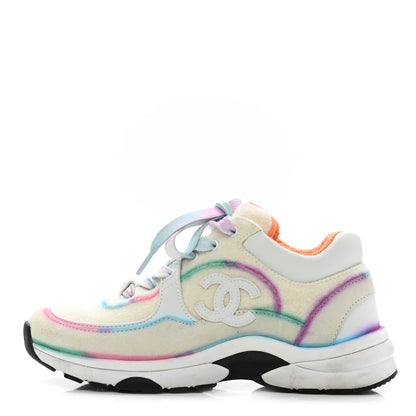 Chanel Wool Suede Calfskin CC Sneakers 35 Multicolor 1 of 9