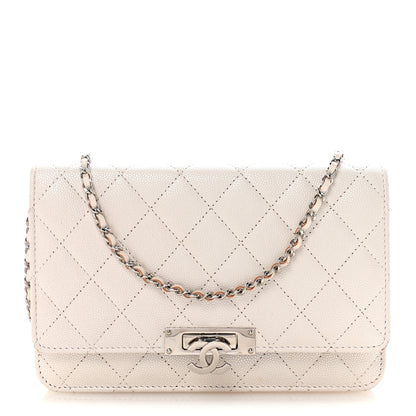 Chanel Iridescent Caviar Quilted Golden Class Wallet On Chain WOC White 1 of 10
