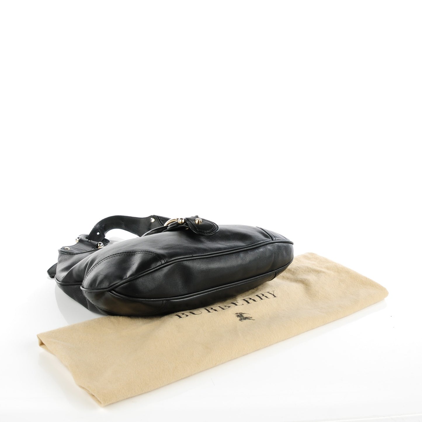 Calfskin Buckle Hobo Black