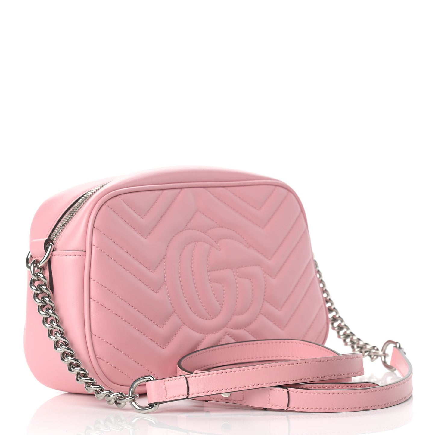 Calfskin Matelasse Small GG Marmont Chain Shoulder Bag Wild Rose
