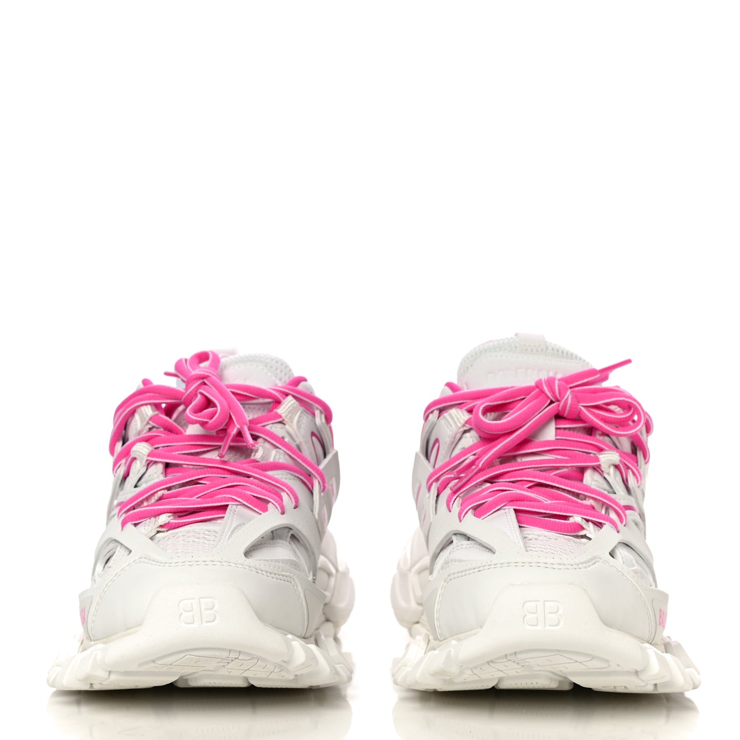 Mesh Rubber Bi-Color Womens Track Sneakers 35 Fluo Pink White