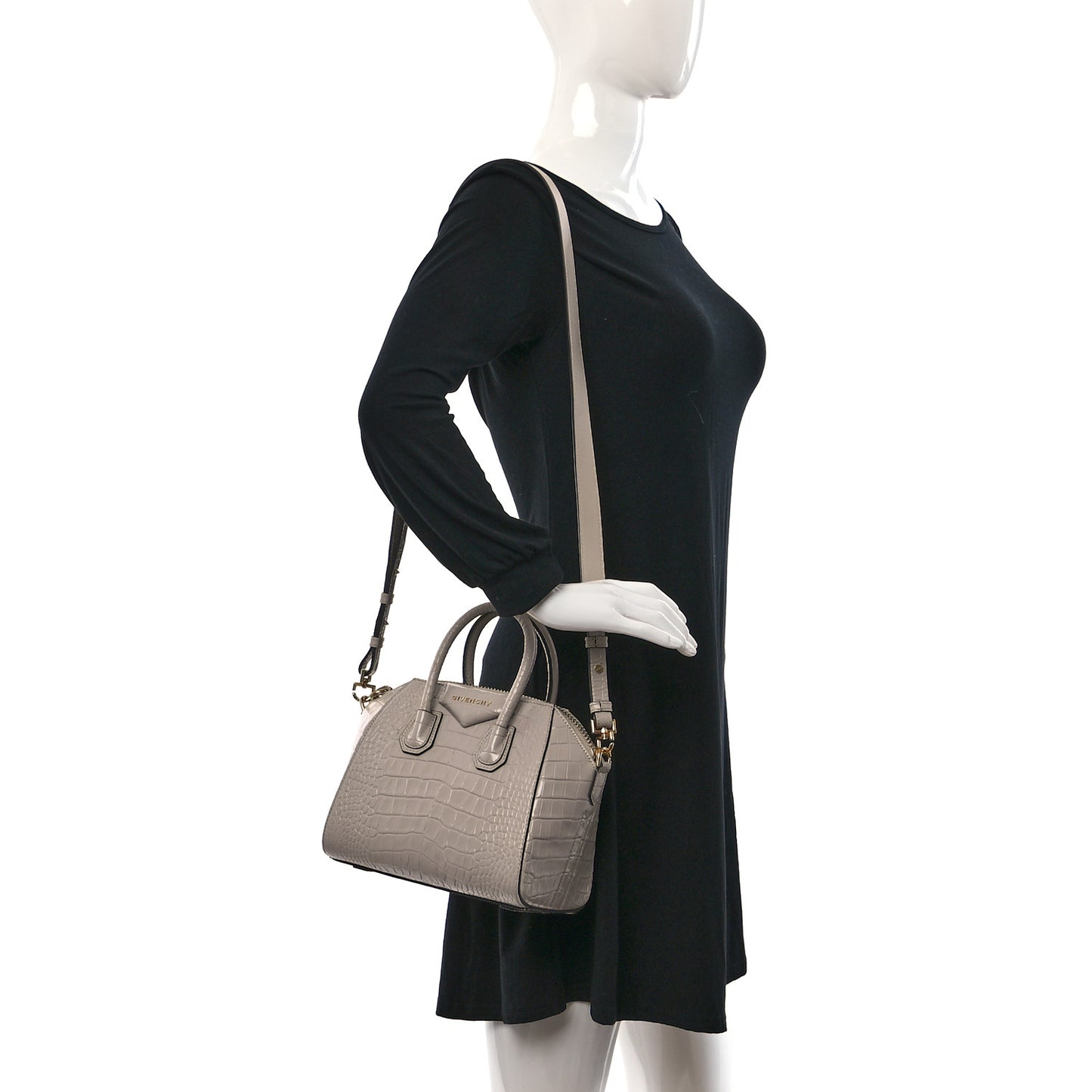 Calfskin Crocodile Embossed Mini Antigona Dune