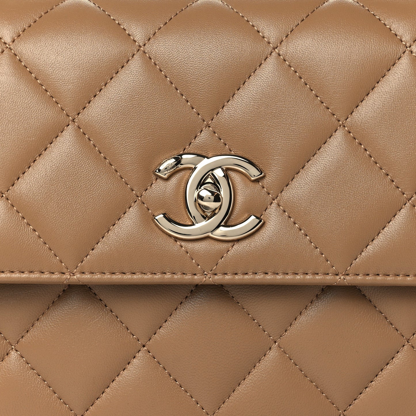 Lambskin Quilted Small Trendy CC Dual Handle Flap Bag Beige