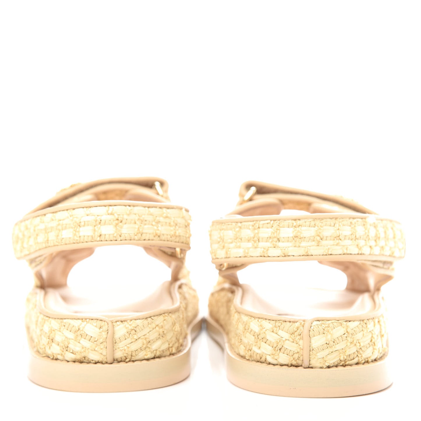 Braided Fabric Velcro Dad Sandals 38 Beige