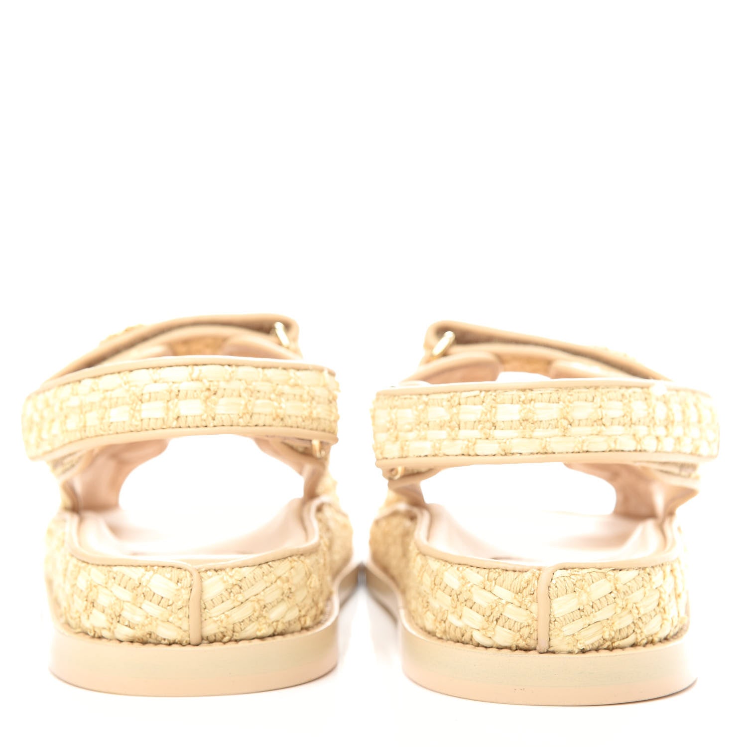 Chanel Braided Fabric Velcro Dad Sandals 38 Beige 7 of 11