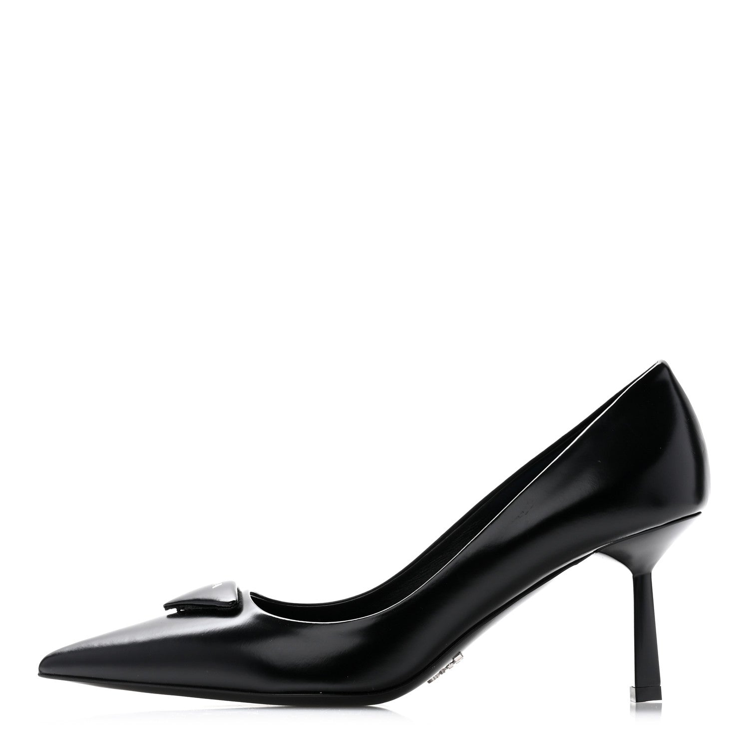 Prada Spazzolato Triangle Logo Pointed Toe 75mm Pumps 36.5 Black 1 of 9