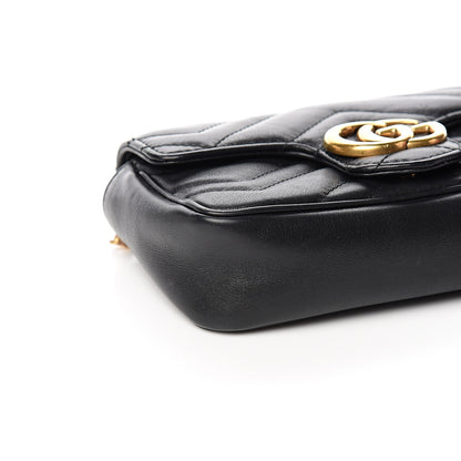 Gucci Calfskin Matelasse Super Mini GG Marmont Shoulder Bag Black 7 of 10