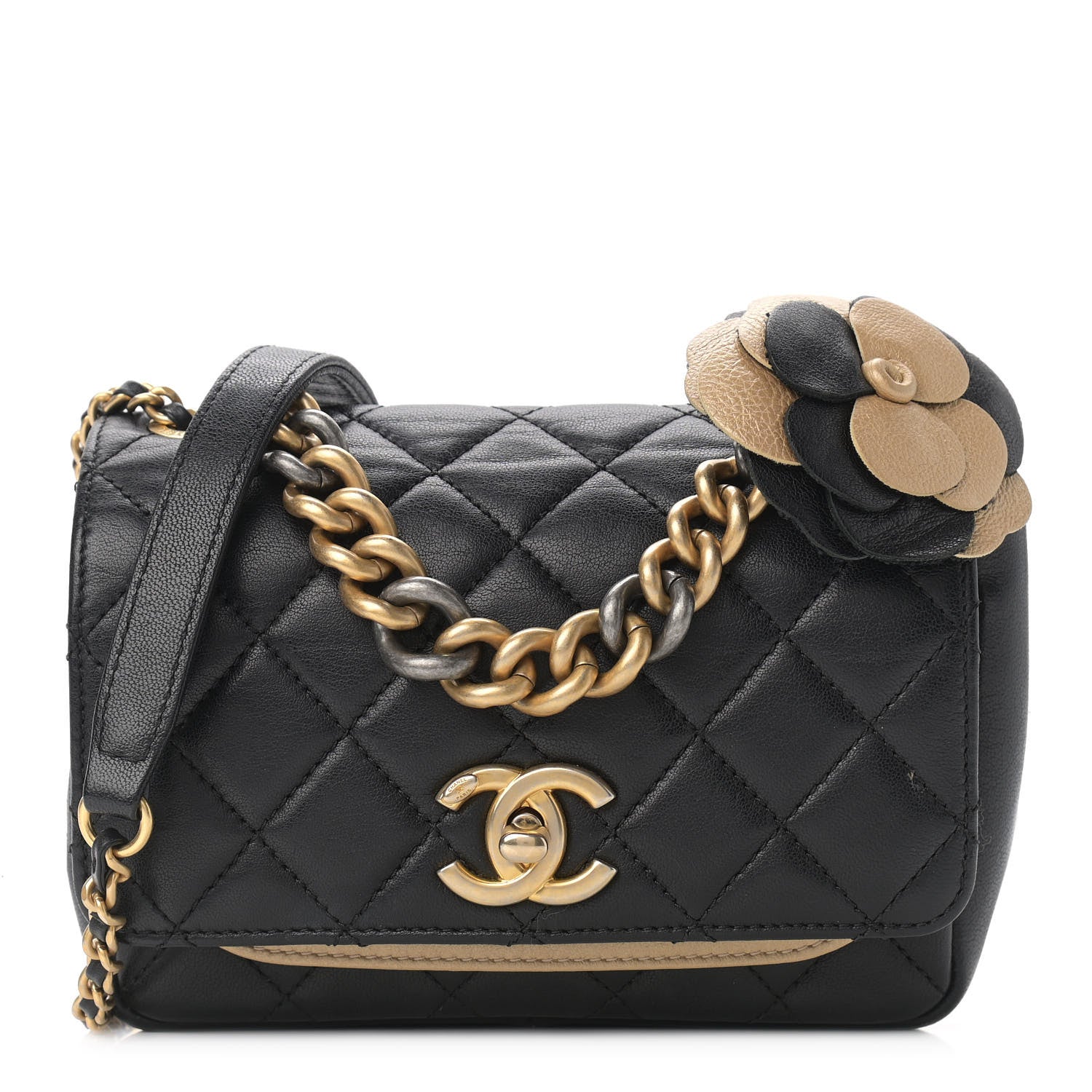 Chanel Lambskin Quilted Small Camellia Flower Flap Black 1 of 11