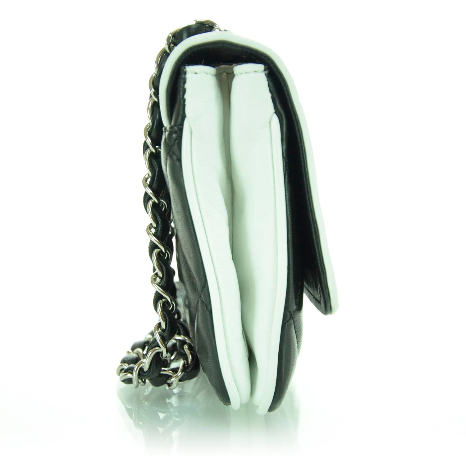 Chanel Lambskin Quilted Flap Black White 6 of 9