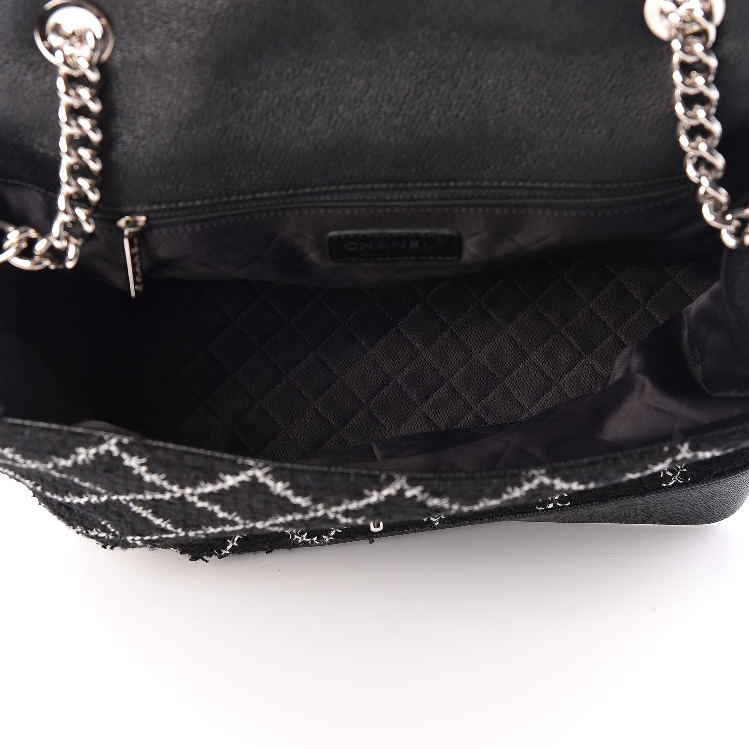 Chanel Tweed Trip Top Handle Flap Black 7 of 9