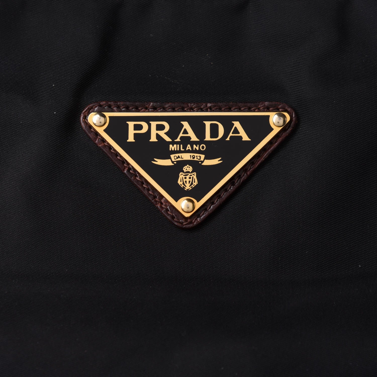 Prada Tessuto Nylon Calfskin Crocodile Embossed Tote Brown 6 of 8