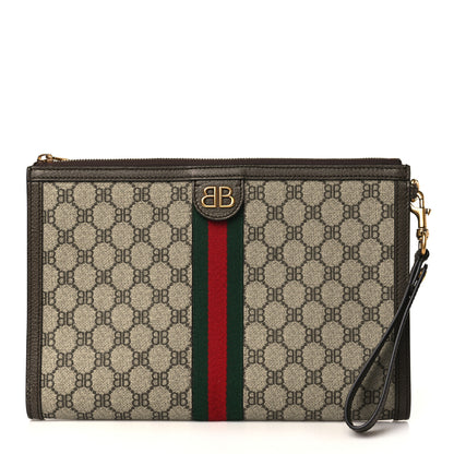 Gucci X BALENCIAGA BB Supreme Monogram Web Ophidia Wristlet Beige New Acero 1 of 8