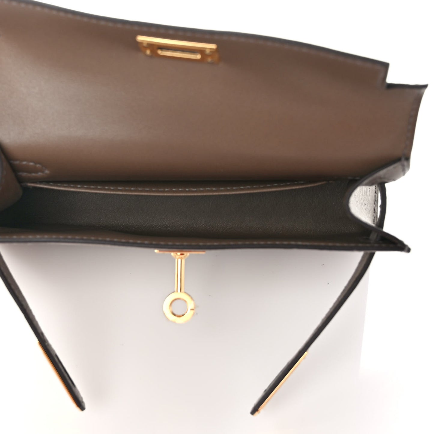 Ostrich Kelly Sellier Mini 20 Gris Tourterelle