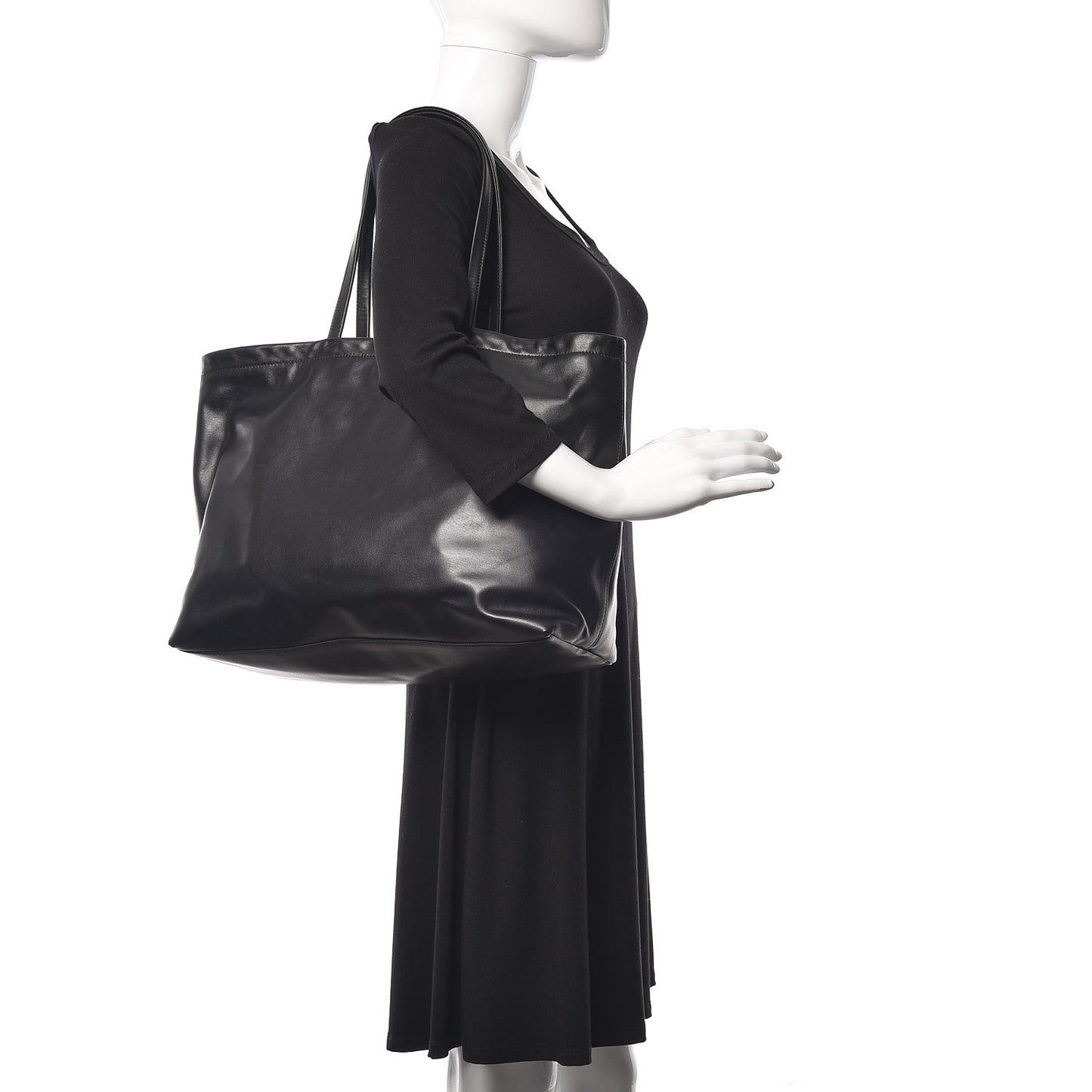 Soft Calfskin Shopping Tote Black Fuoco