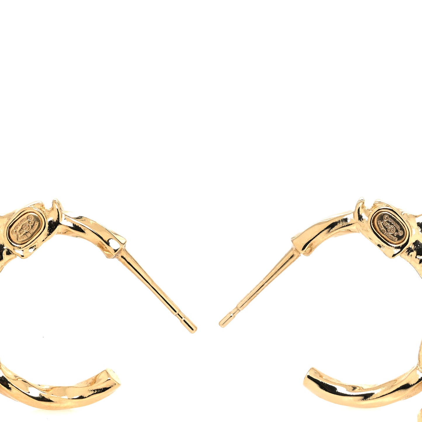 Metal Crystal Studded CC Hoop Drop Earrings Gold