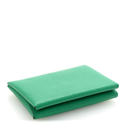 Hermes Chevre Mysore Verso Calvi Duo Card Case Menthe Vert Bosphore 4 of 8