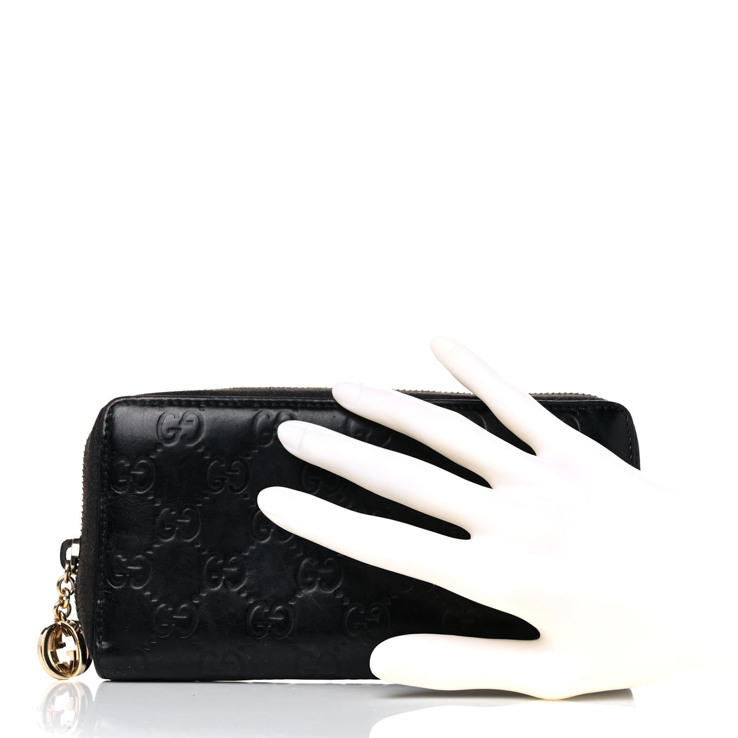 Guccissima Large Twins Zip Around Wallet Black