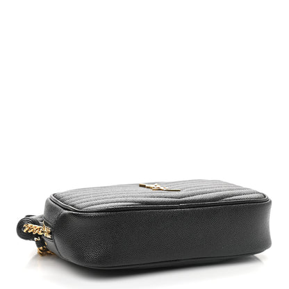 Saint Laurent Grain De Poudre Matelasse Monogram Mini Lou Camera Bag Black 4 of 10