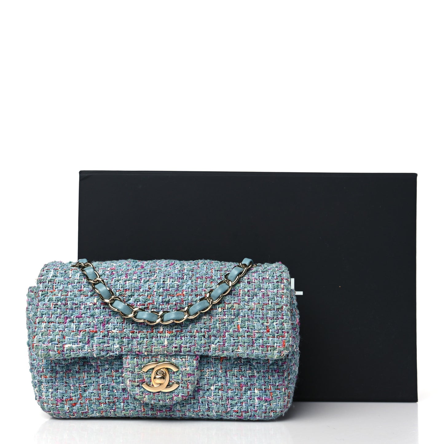 Tweed Quilted Mini Rectangular Flap Turquoise Purple White Red