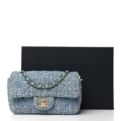 Chanel Tweed Quilted Mini Rectangular Flap Turquoise Purple White Red 13 of 13