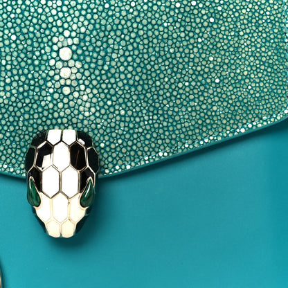 Bulgari Calfskin Galuchat Serpenti Forever Crossbody Turquoise 9 of 11