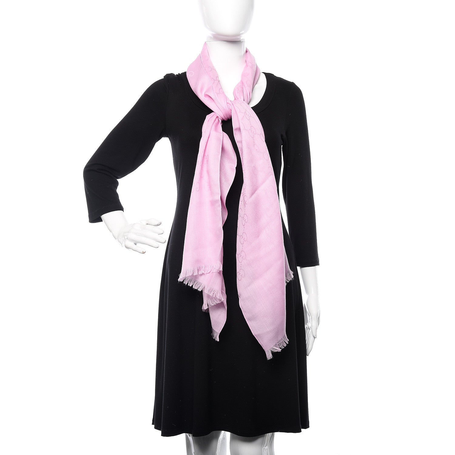 Gucci Wool Silk GG Monogram GGNat Scarf Rose 2 of 4