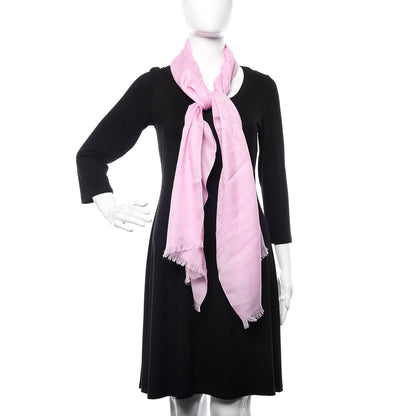 Gucci Wool Silk GG Monogram GGNat Scarf Rose 2 of 4