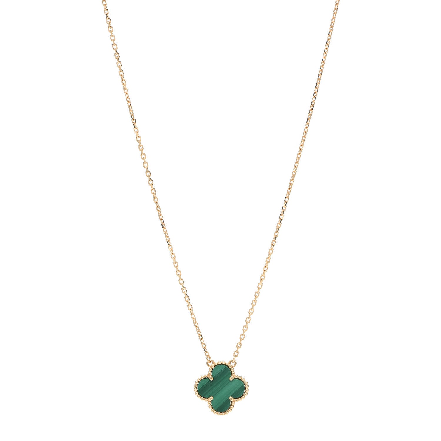 Van Cleef & Arpels 18K Yellow Gold Malachite Vintage Alhambra Pendant Necklace 1 of 6