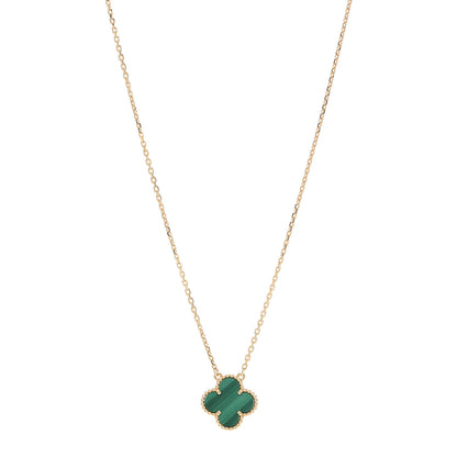 Van Cleef & Arpels 18K Yellow Gold Malachite Vintage Alhambra Pendant Necklace 1 of 6