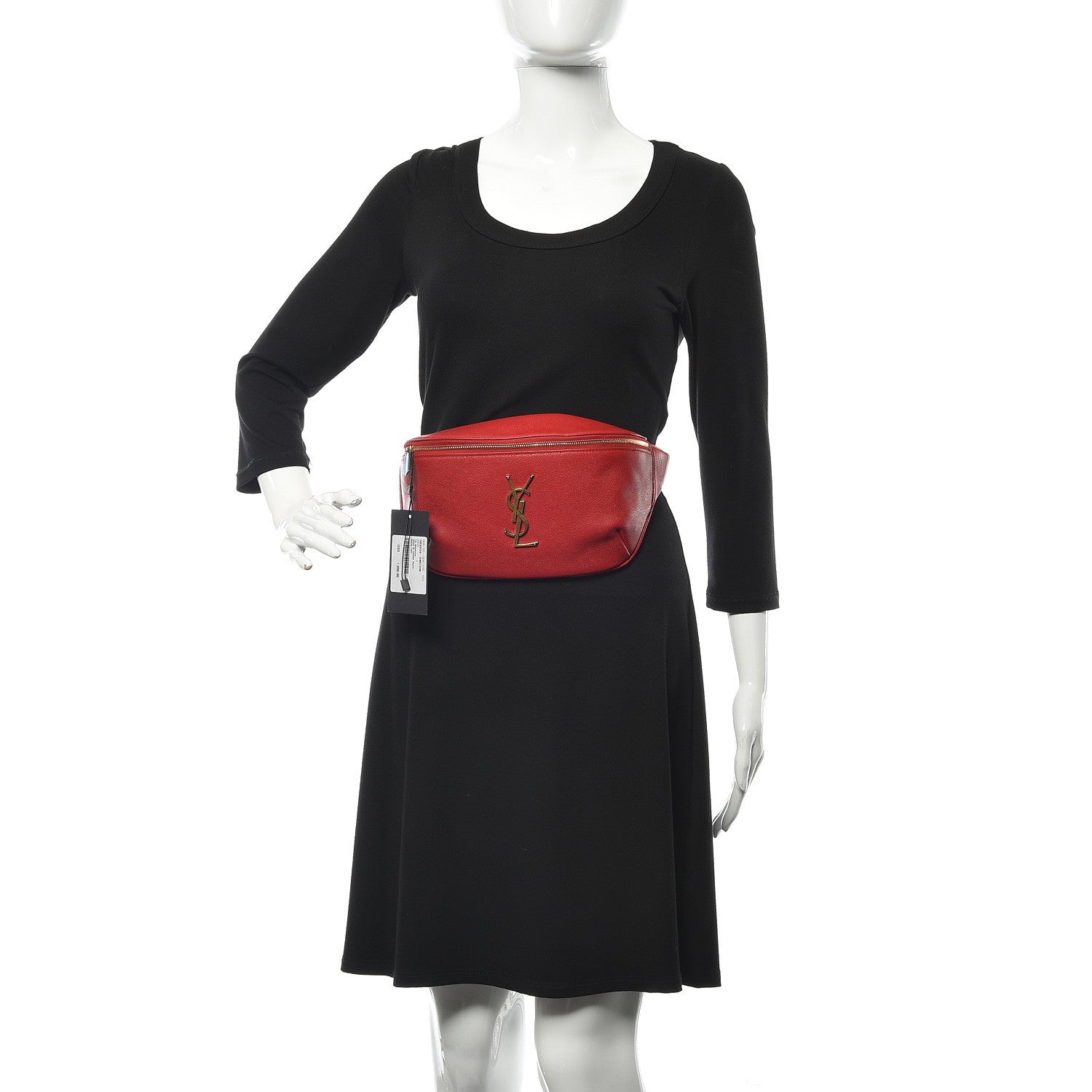 Saint Laurent Grain De Poudre Monogram Belt Bag Rouge Eros 2 of 9