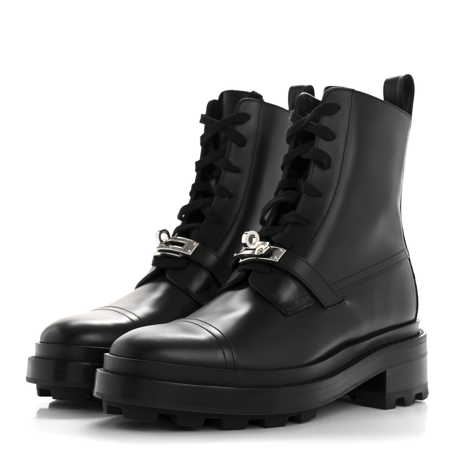 Hermes Glossed Calfskin Funk Ankle Boots 36 Black 4 of 12