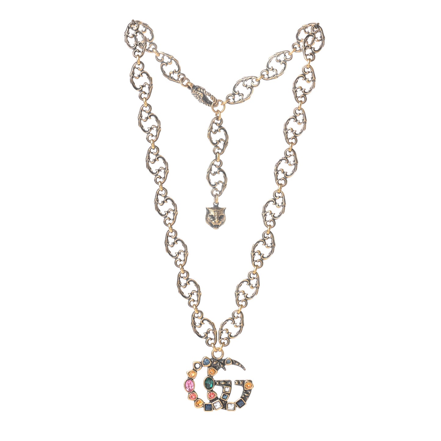 Crystal Marmont Necklace Aged Gold Multicolor