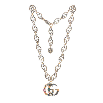 Gucci Crystal Marmont Necklace Aged Gold Multicolor 3 of 4
