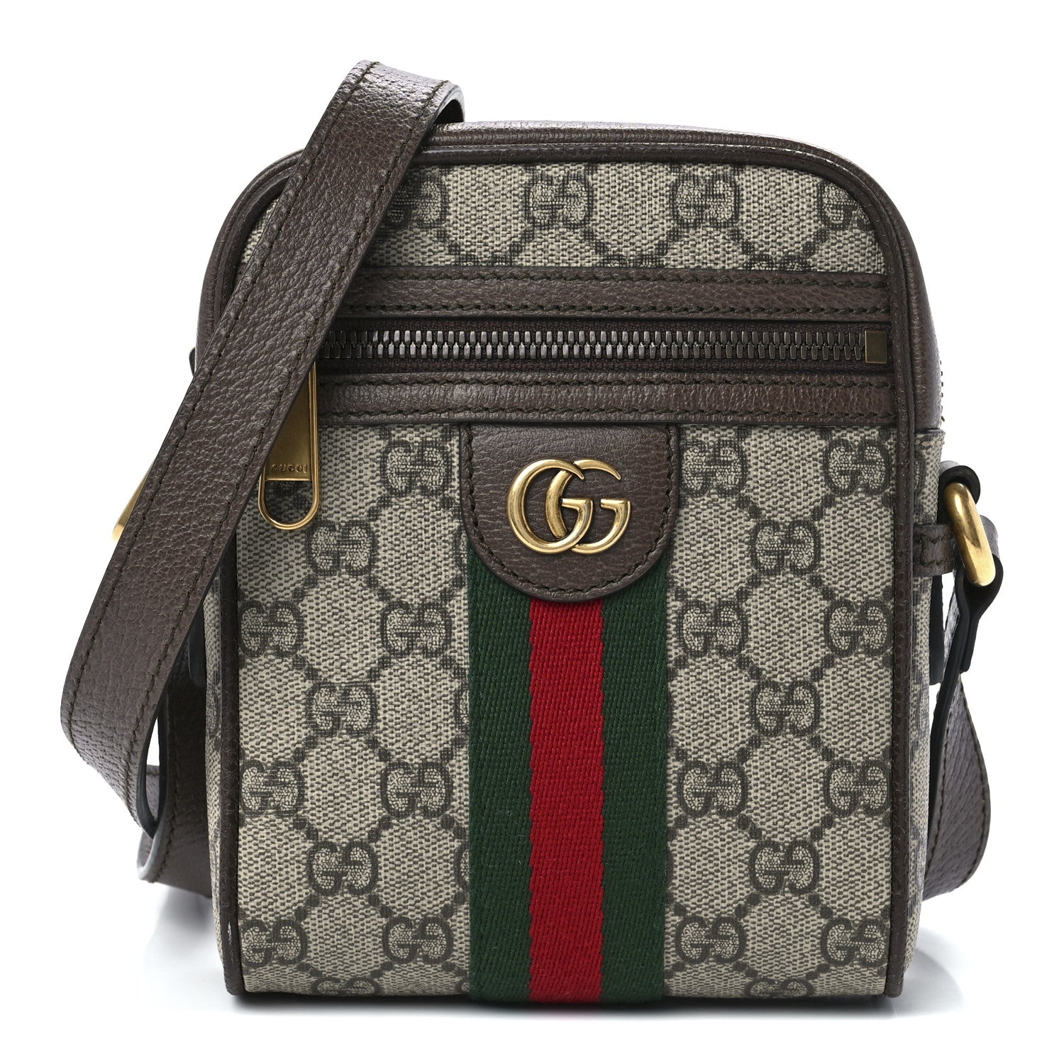 Gucci GG Supreme Monogram Web Mini Ophidia Messenger Brown 1 of 12