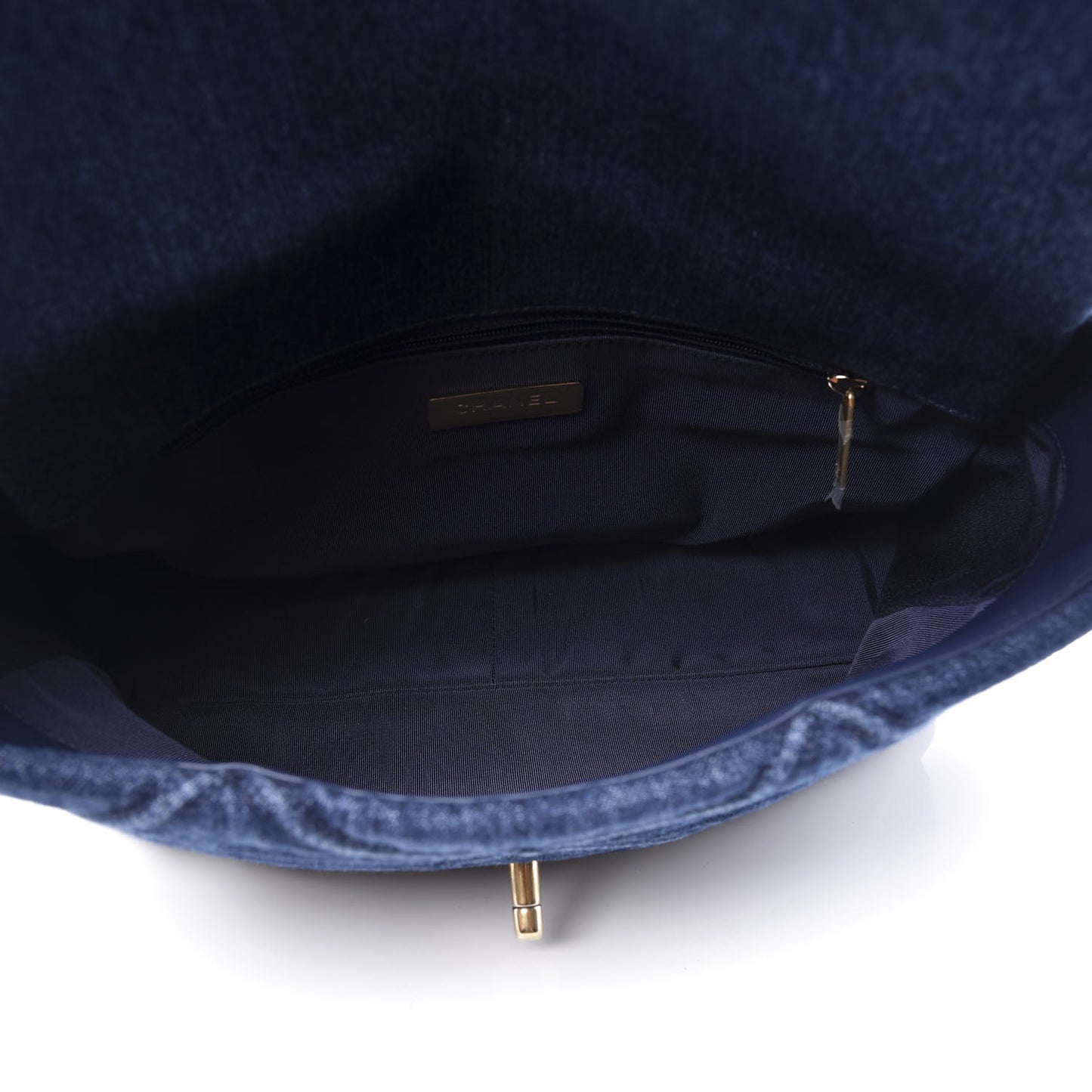 Denim Quilted Large 19 Flap Blue