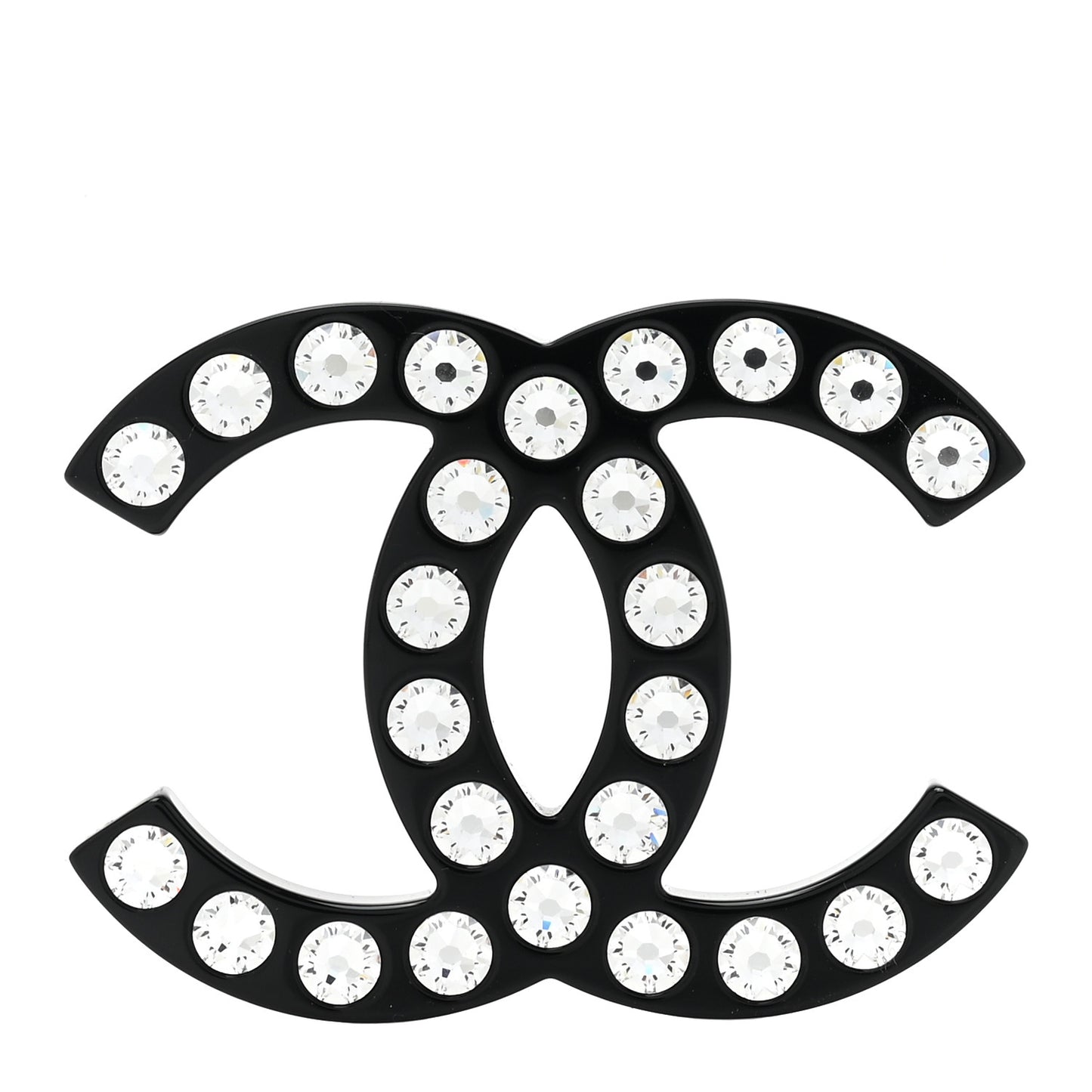 Resin Crystal CC Brooch Black