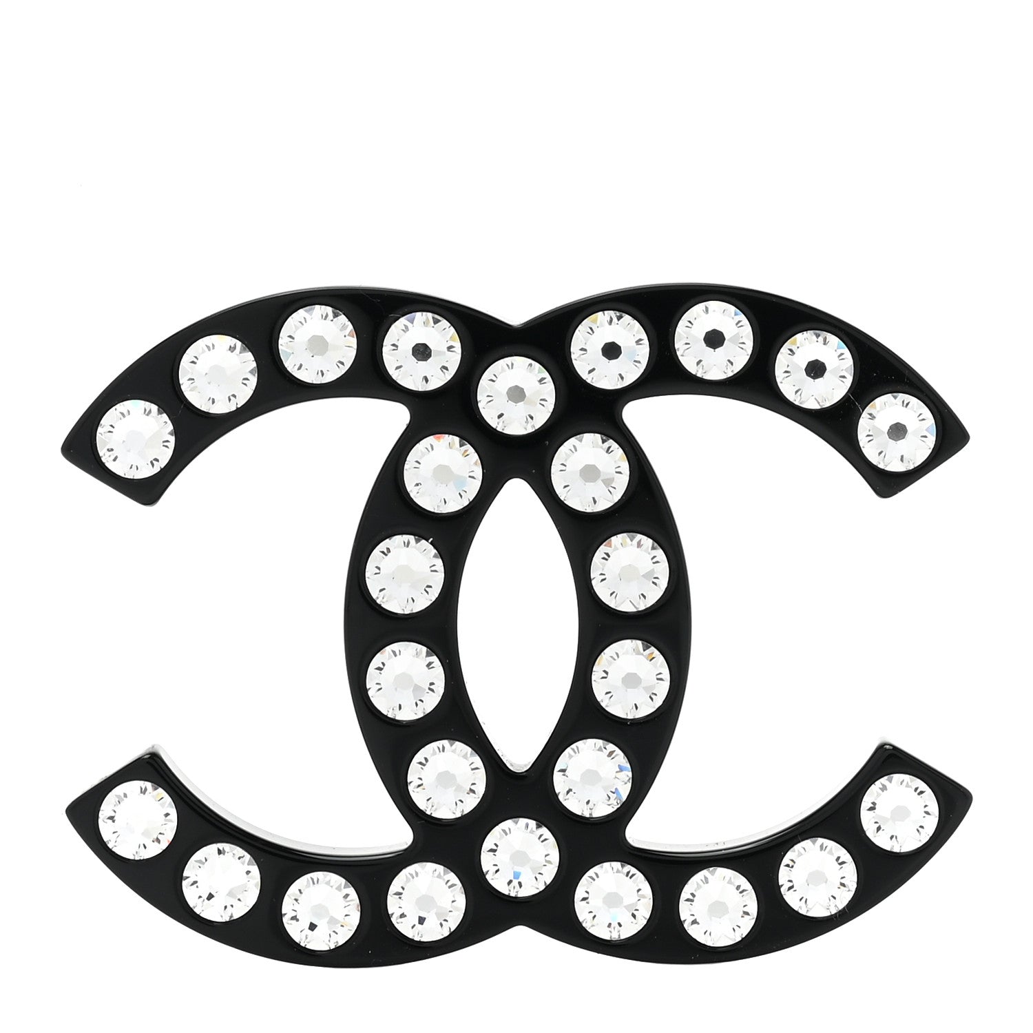 Chanel Resin Crystal CC Brooch Black 1 of 4