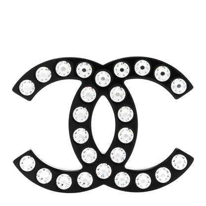 Chanel Resin Crystal CC Brooch Black 1 of 4